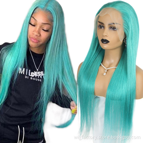 Virgin Cuticle Aligned Hair Lace Wigs For Black Women lake blue lace wigs, blue human hair wig,blue band hair wigs
